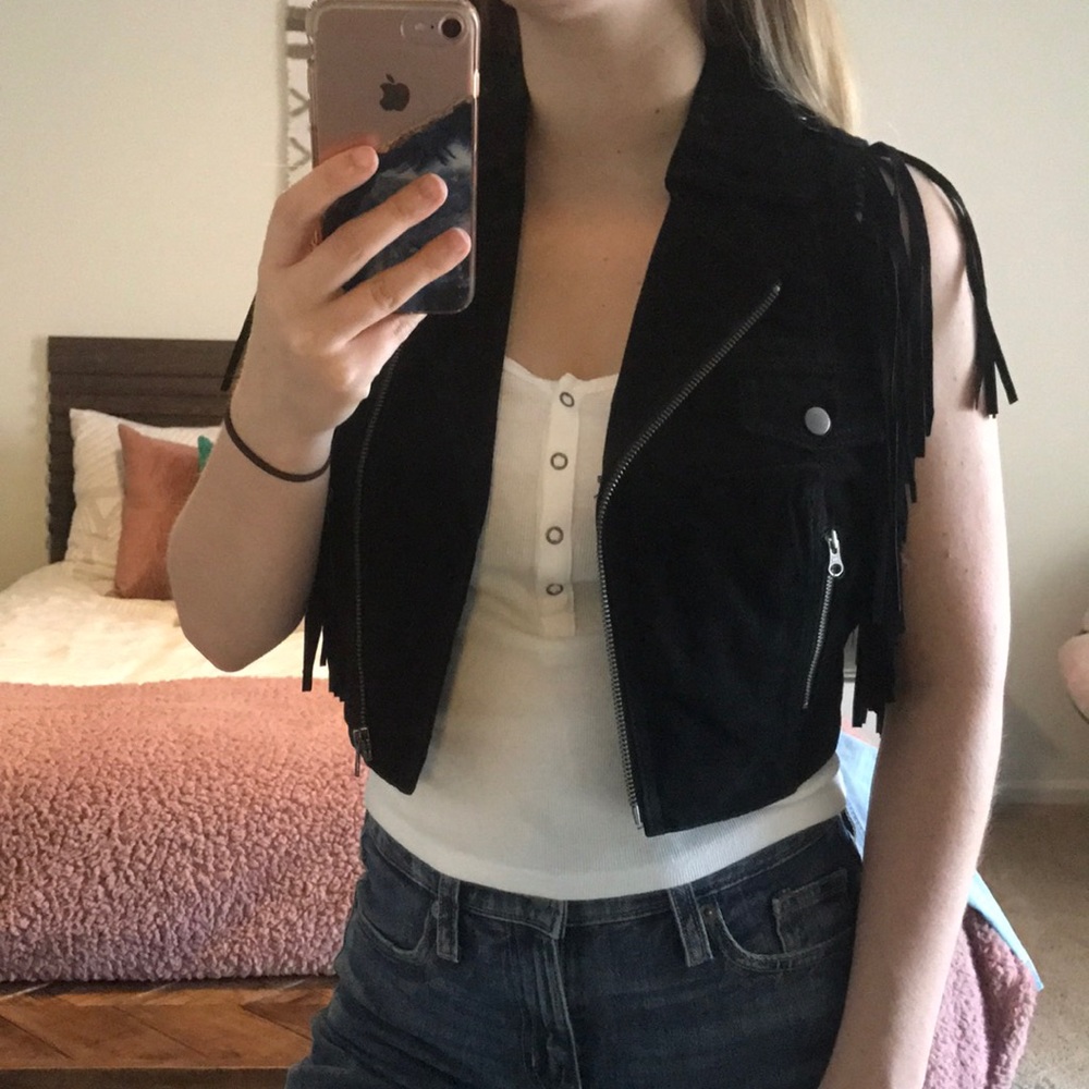 Bebe Suede Fringe Vest